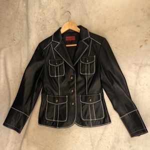 Nicola Bertti Boutique Black Leather Jacket . Genuine Italian leather. Size M.